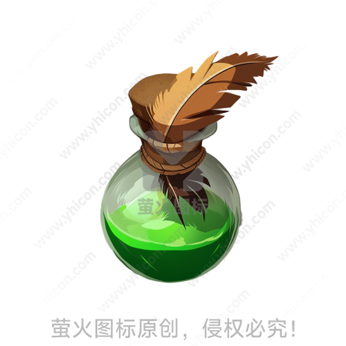 卡通风格玻璃瓶、羽毛、软木塞
