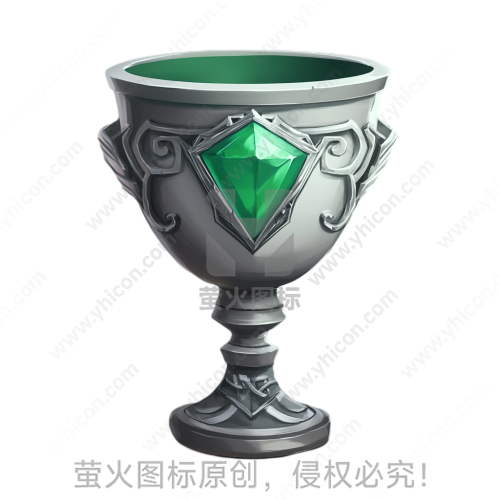 华丽风格宝石镶嵌银色绿色杯状奖杯