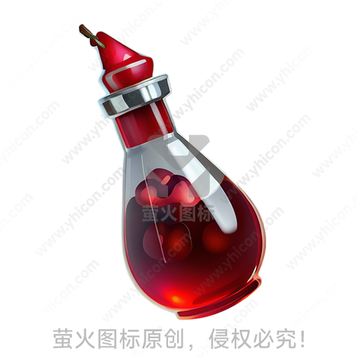 卡通风格玻璃材质红色液体药水瓶