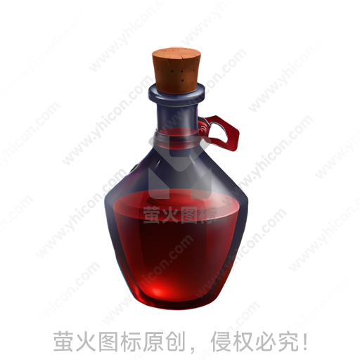 卡通风格玻璃和软木塞材质红色液体提手玻璃瓶