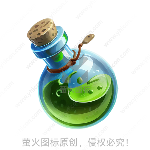 卡通风格玻璃软木塞绿色液体瓶
