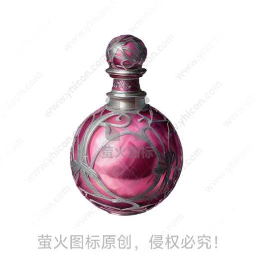 粉色风格金属花纹香水瓶