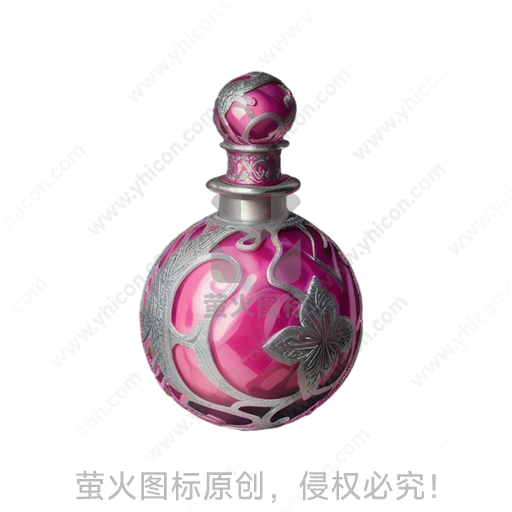 粉色球形金属花纹风格香水瓶