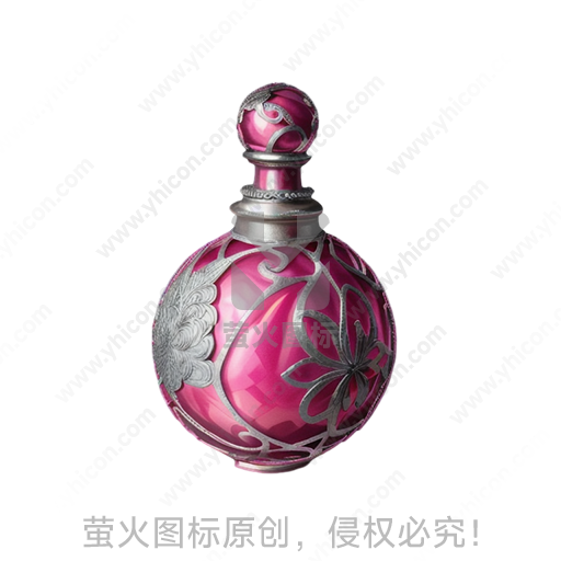 粉色球形金属花纹风格香水瓶