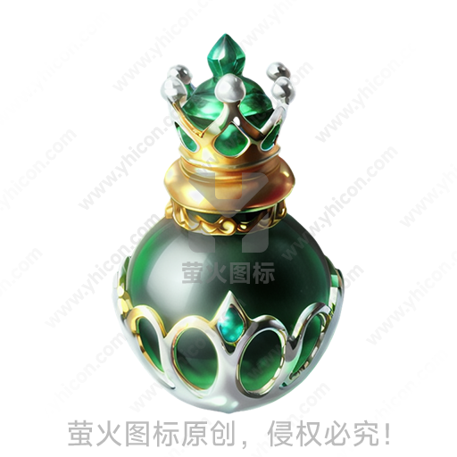 珠宝材质绿色球形皇冠造型物品
