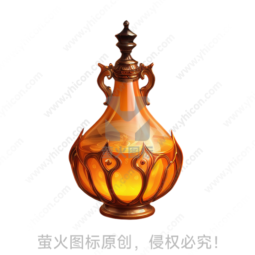 魔法风格橙黄色花纹装饰药瓶