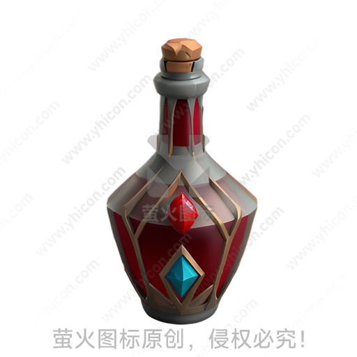 卡通风格宝石装饰瓶状瓶子