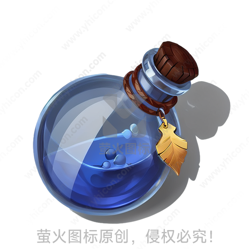 卡通风格蓝色玻璃瓶树叶挂饰软木塞道具