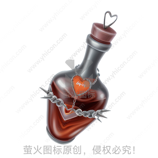 卡通风格锁链与尖刺装饰玻璃瓶