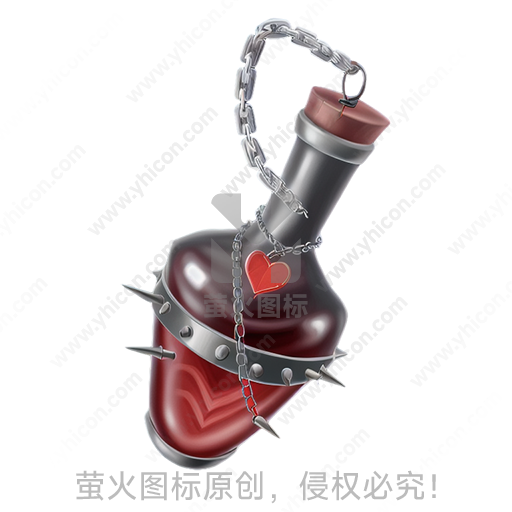 暗黑风格酒瓶、链条、尖刺、心形装饰