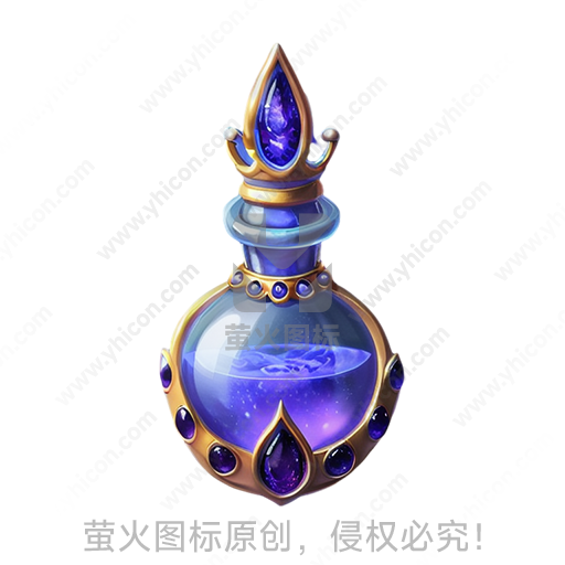卡通风格紫色镶嵌宝石魔法药水瓶
