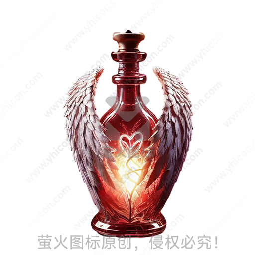 奇幻风格红色羽翼心形玻璃瓶