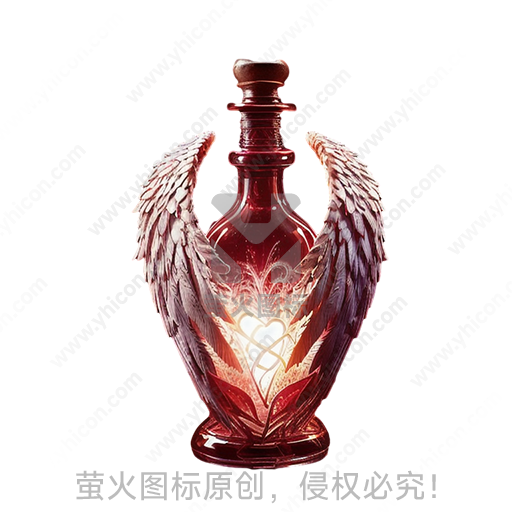 红色风格翅膀造型心形图案玻璃瓶