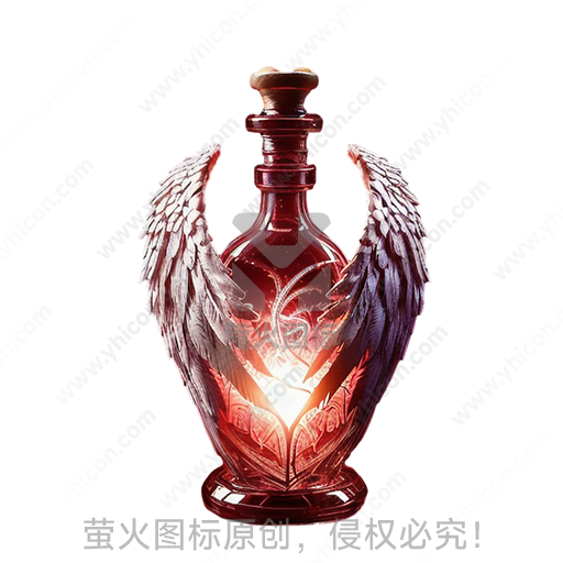 奇幻风格红色翅膀形状瓶子