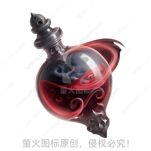 魔幻风格黑红配色心形瓶状魔法药瓶