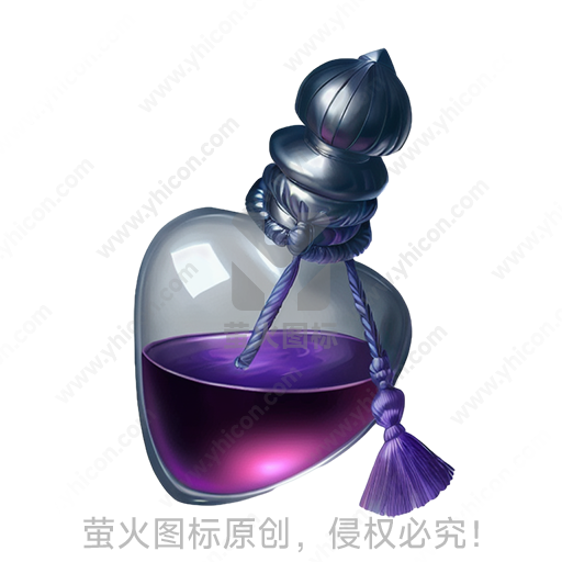 装饰风格玻璃材质带金属瓶盖的紫色液体心形瓶