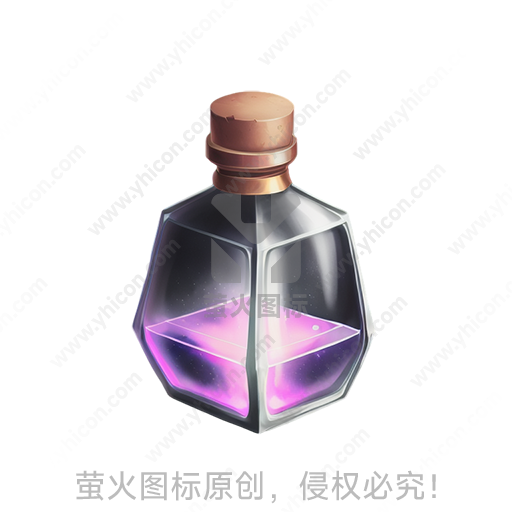 卡通风格玻璃瓶软木塞装紫色液体道具