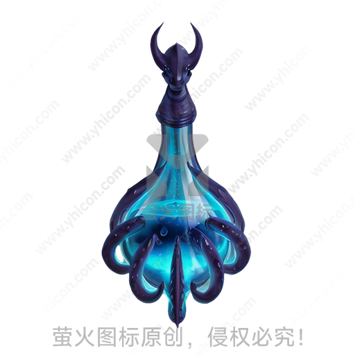 魔幻风格蓝色触角装饰魔法瓶