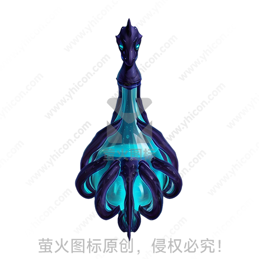 奇幻风格蓝紫色龙首造型触手装饰瓶状物品