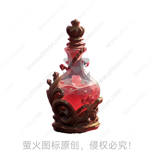 卡通风格红色玻璃瓶木质装饰魔法药剂瓶