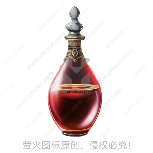 红色水滴形金属装饰风格药水瓶