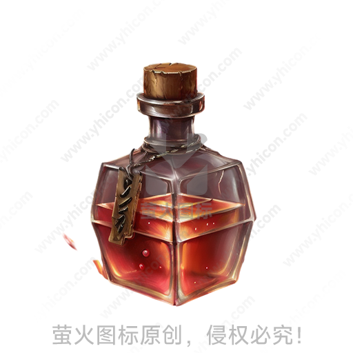 卡通风格玻璃瓶木塞红色液体标签道具