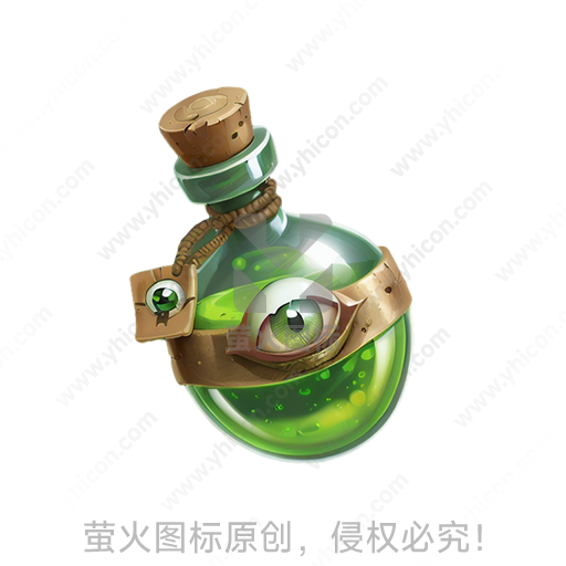 卡通风格绿色圆形玻璃瓶