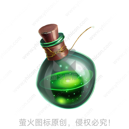 卡通风格绿色球形玻璃瓶软木塞液体道具
