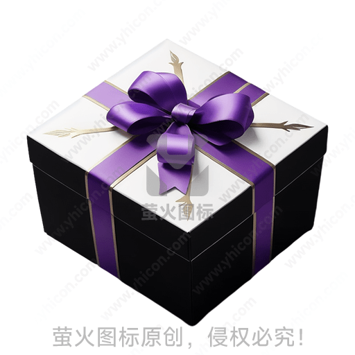 白色盒子配紫色丝带和金色花纹