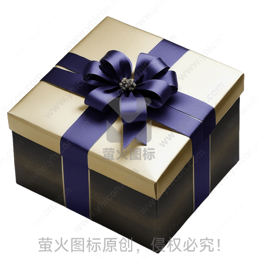 金色礼盒，紫色丝带，精美结