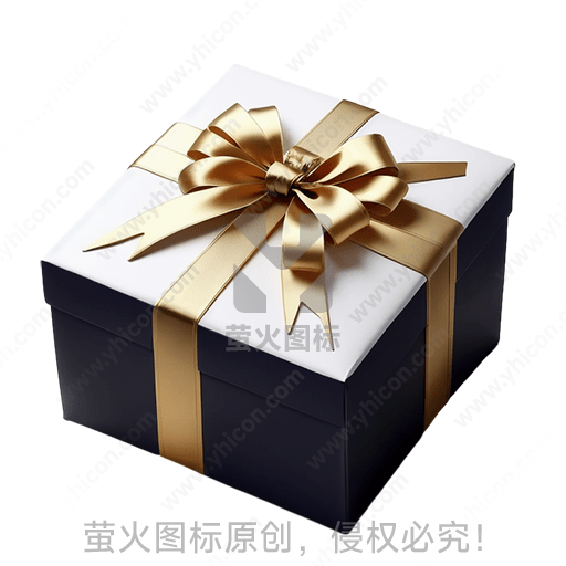 白色盒子，金色丝带，礼物包装