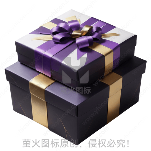 两个紫色和金色丝带的礼盒