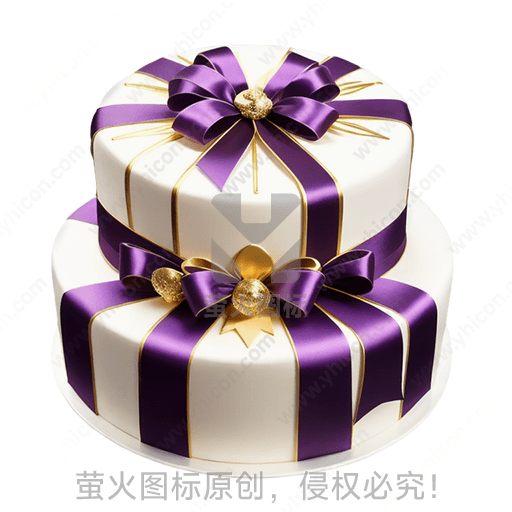 两层白底紫色丝带蛋糕