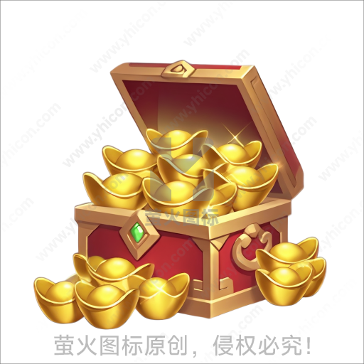 宝箱装满金色元宝的财富意象