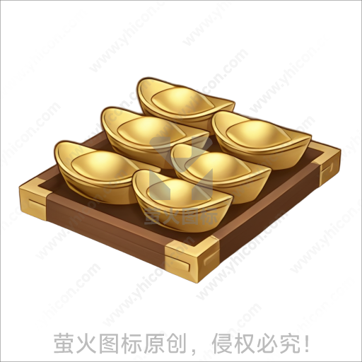 木盘盛放的金色元宝摆件