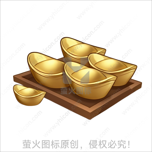 木盘盛放的金色元宝摆件