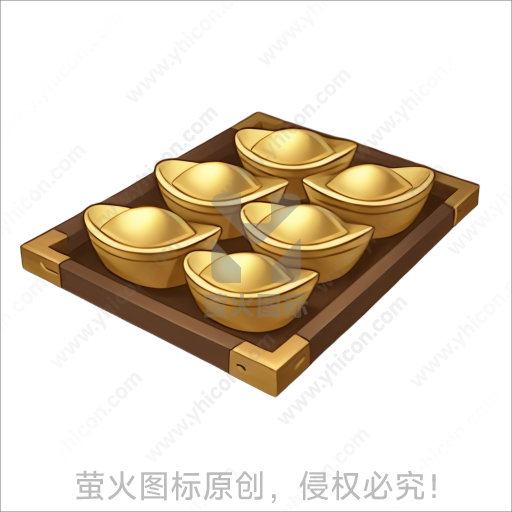 木盘盛放的金色元宝摆件