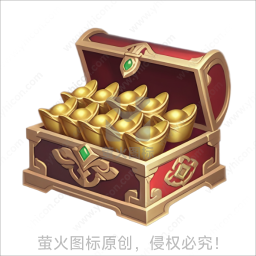 宝箱装满金色元宝的财富意象