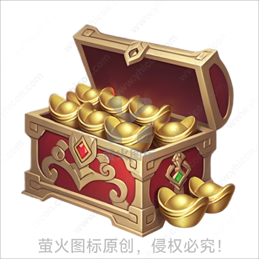 宝箱装满金色元宝的财富意象
