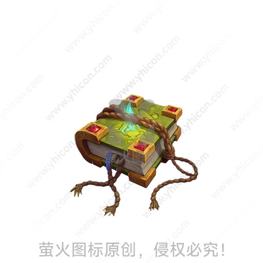 绿色封面的神秘魔法书，封面有宝石