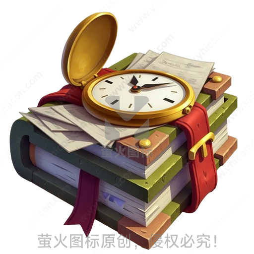 书本堆叠，上面放一个开盖怀表