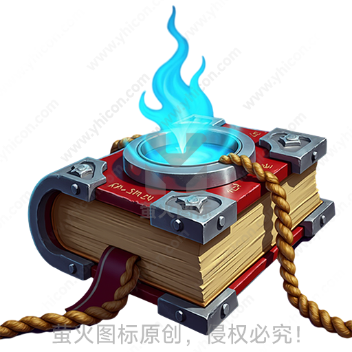 神秘的书籍，上面有蓝色火焰