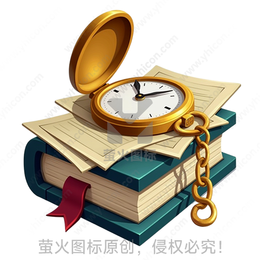 金色怀表搭在堆叠的书籍上