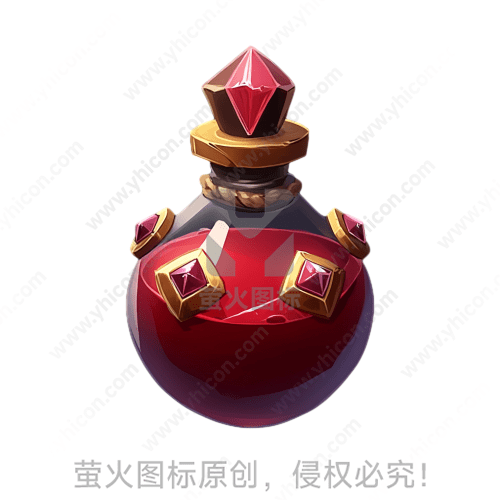 红色药水瓶，顶部有粉红宝石