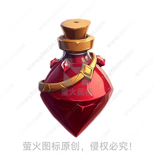 红色宝石瓶，金色装饰带