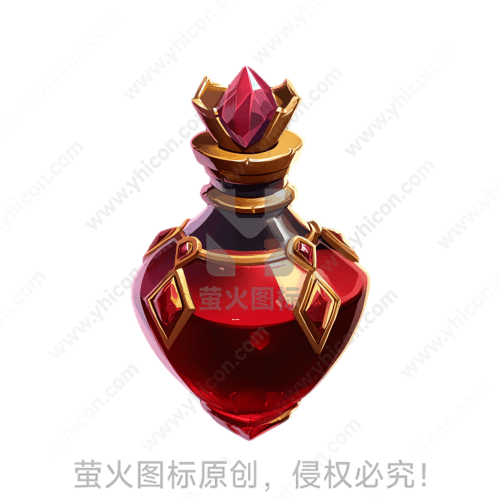 红色水晶瓶，金色装饰，华丽典雅