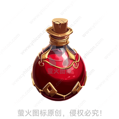 圆形红色药水瓶，金色封口