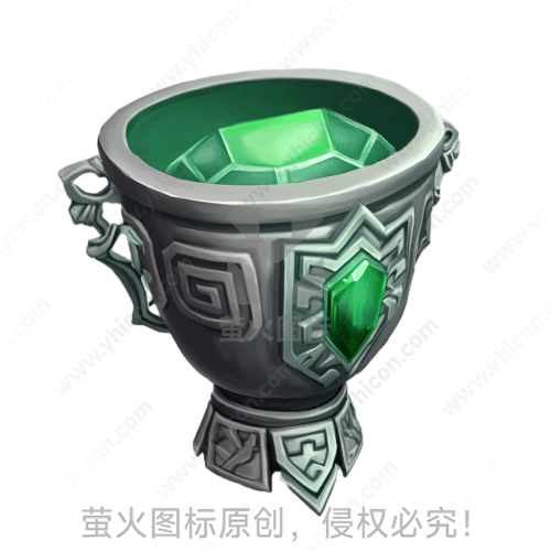 银色有把手的绿宝石饰杯