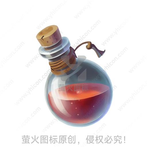 圆形透明瓶子内装有红色液体