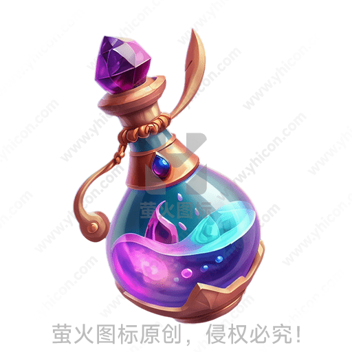 神秘紫色水晶顶部的魔法药瓶